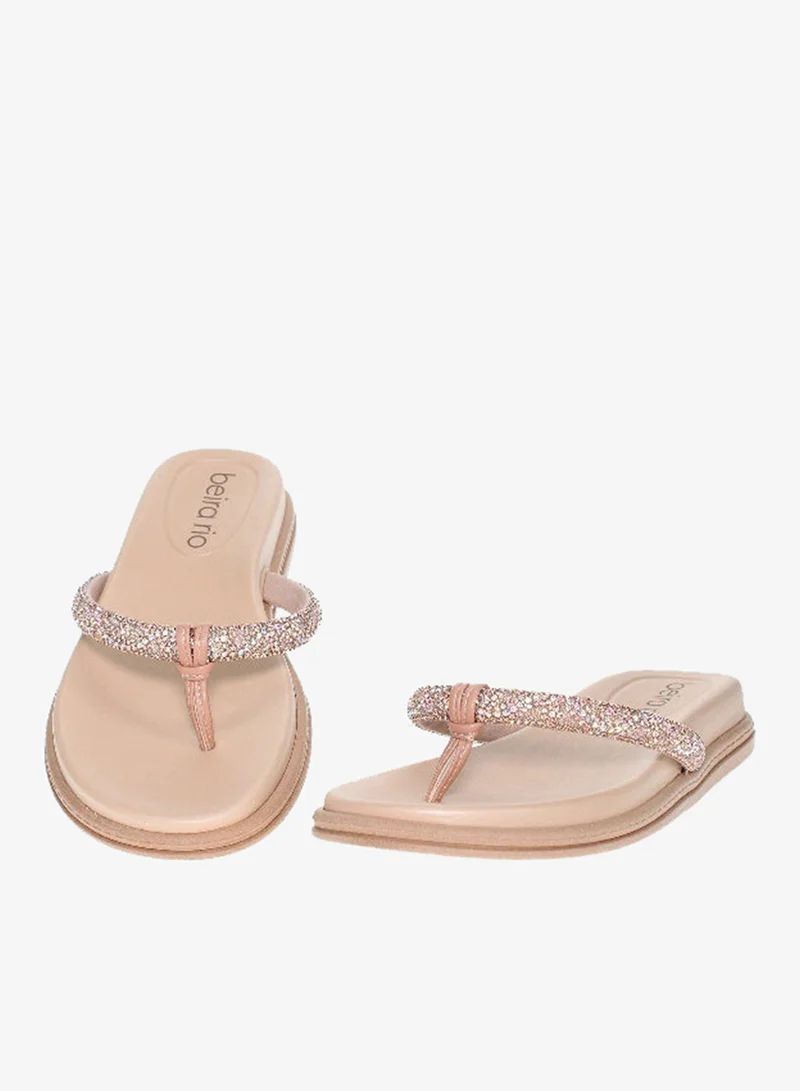 Beira Rio Beige Flat Sandals for Women – Stylish Ladies Flat Sandals & Comfortable Flat Slippers for Women | Best Price UAE