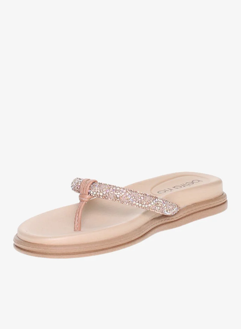 Beira Rio Beige Flat Sandals for Women – Stylish Ladies Flat Sandals & Comfortable Flat Slippers for Women | Best Price UAE