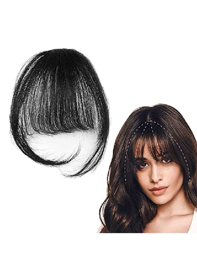 Cute critters Clip In Bangs Front Neat Air Fringe One Piece Clip In Fringe Hair Extensions With Temples For Women (Natural Color) - Image 1