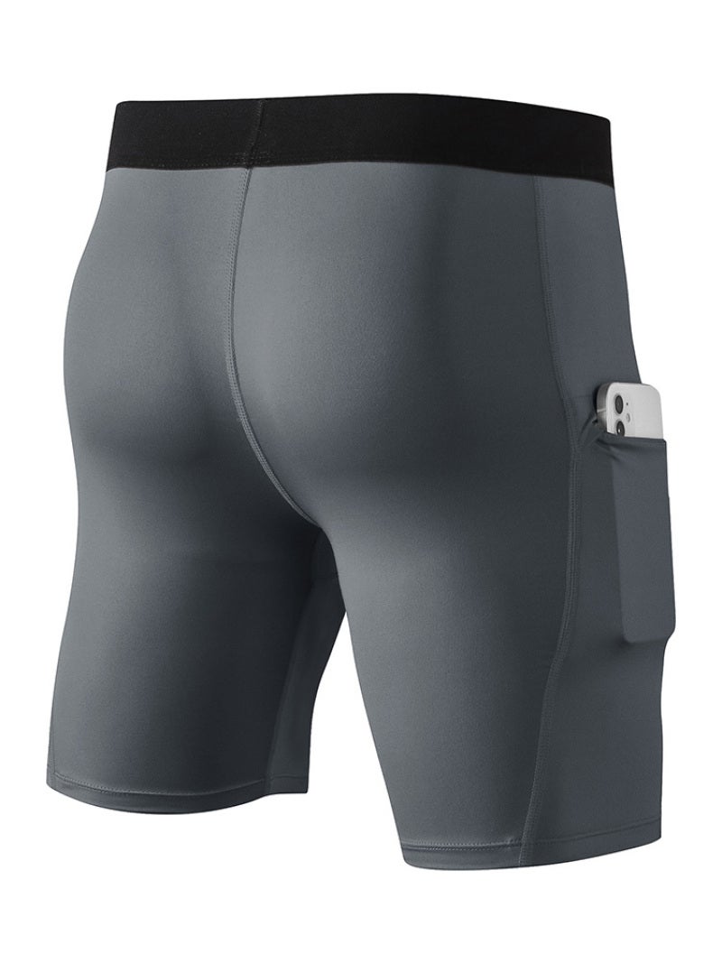 X-Large Grey Stretch Tights - Sweat-Wicking Quick-Dry Compression Tights for Outdoor Jogging, Gym Workout, Home Fitness - Image 2