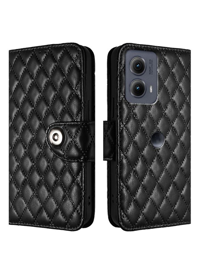 S-TOP Case For Motorola Edge 2024 Rhombic Texture Flip Leather Phone Case with Lanyard - Image 2