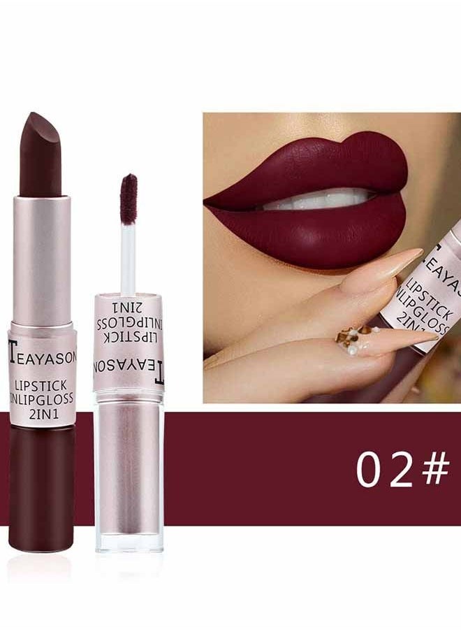 TEAYASON - lipstick Double Head Non Stick Cup Fog Face Lip Gloss Two In One Paste Non Fading Stick Cup Lipstick  (02#) - Image 1