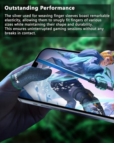 ACEDAYS Gaming Finger Sleeves,100% Visible Silver Fibers,Just Right Pressure/Breathable/Sweatproof, Upgrade Gaming Gloves for PUBG Mobile/Knives Out/Call of Duty Mobile（10pcs） M - Image 4
