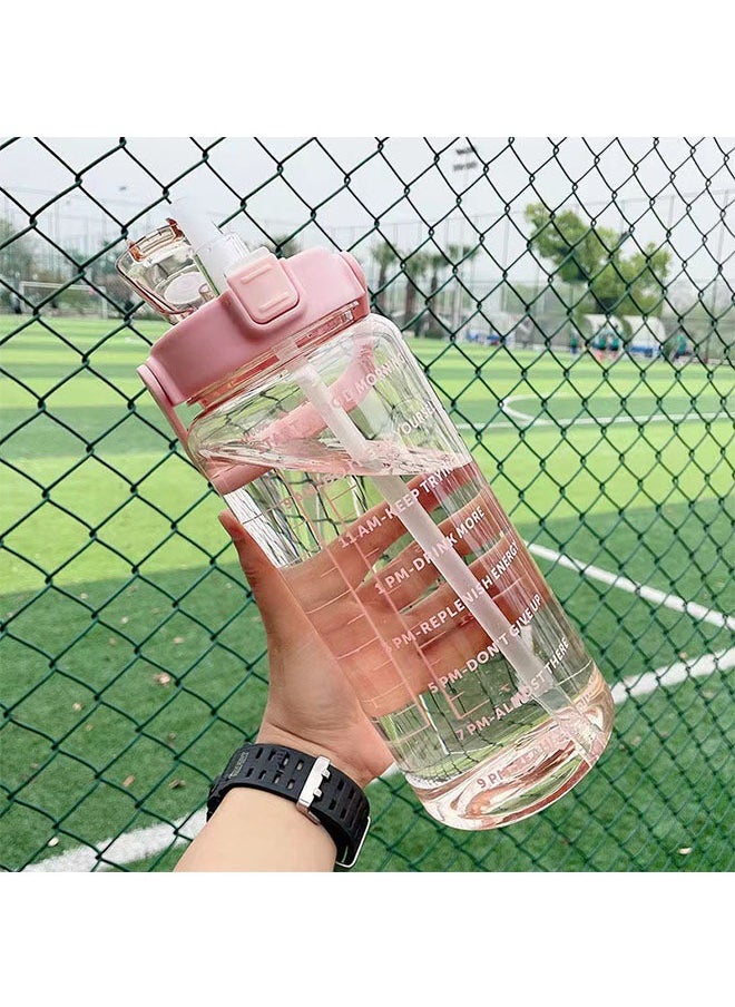 fantasize - 2L Large Capacity Water Bottle, Portable Plastic Water Bottle, Sports Water Bottle, With a Pop-up Lid and Time Mark Reminder Cream Cup, Used for Outdoor Sports and Fitness - Image 1