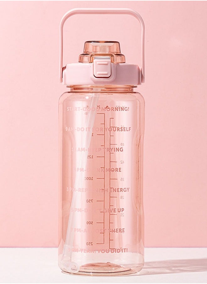 fantasize - 2L Large Capacity Water Bottle, Portable Plastic Water Bottle, Sports Water Bottle, With a Pop-up Lid and Time Mark Reminder Cream Cup, Used for Outdoor Sports and Fitness - Image 1