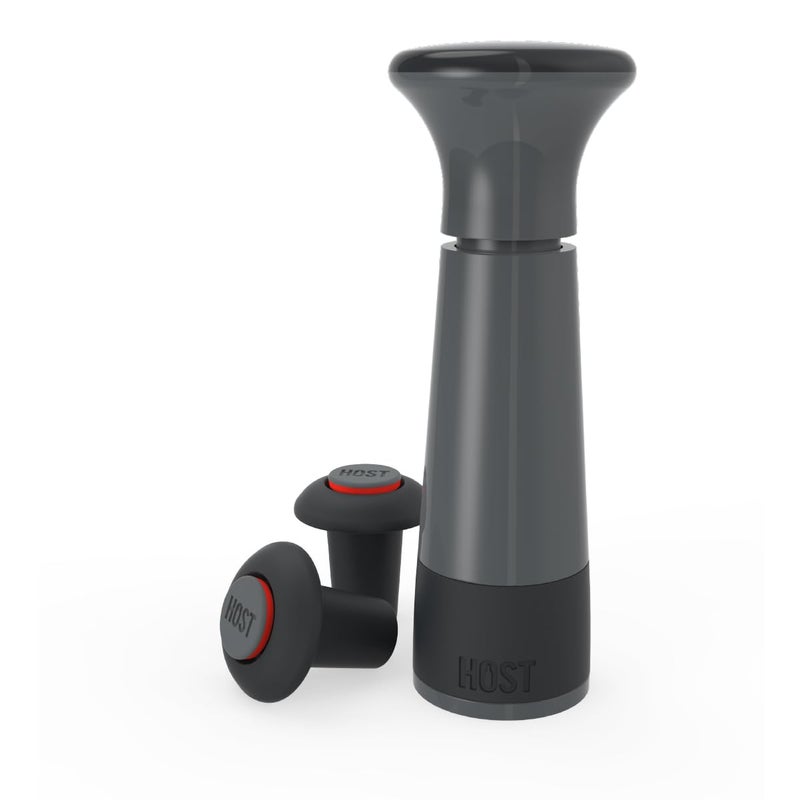 Host AirLOCK Wine Saver Pump and Wine Preserver with Wine Stoppers Vacuum Sealer Wine Pump and Wine Vacuum Bottle Stopper, set of 3, Black - Image 1