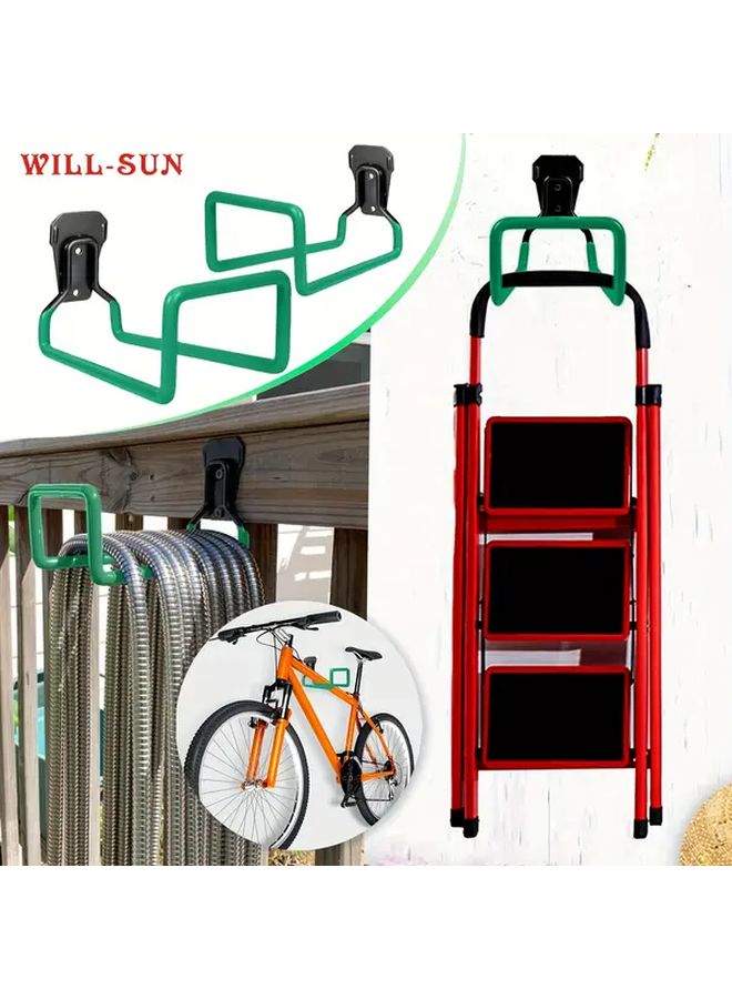 7 6 Inch Green Metal Garden Hose Holder Wall Mounted Rustic Style Outdoor Yard Decor - Image 2