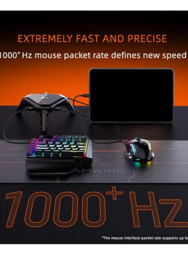 Gamwing MOXIE2 Gaming Mouse Adapter for connecting mouse, keyboard, headset and charging port to the device with customizable lighting in multiple colors that add a distinctive aesthetic touch to long gaming sessions. - Image 3