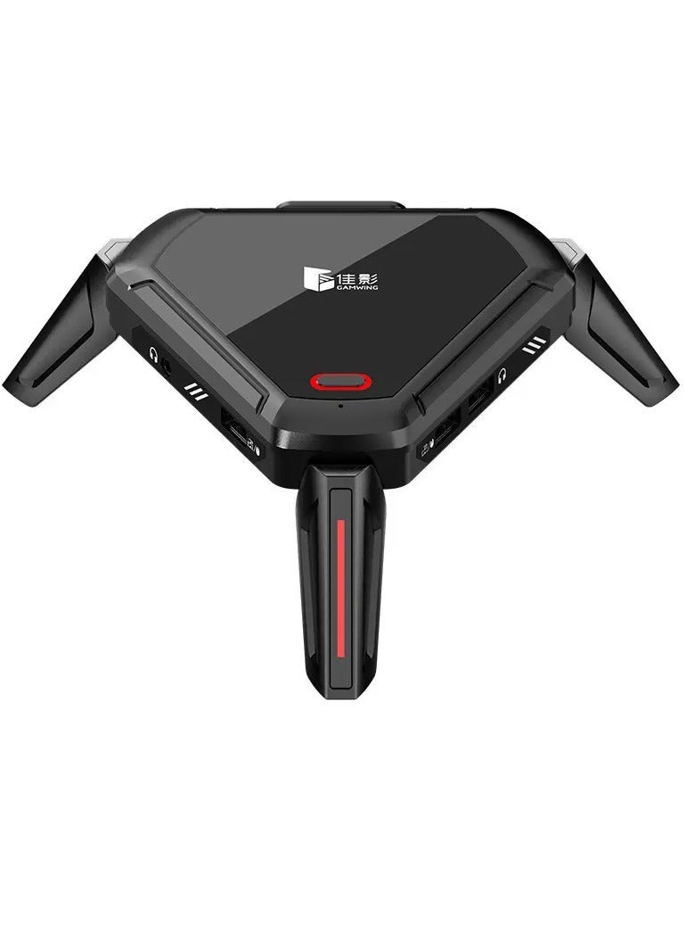 Gamwing MOXIE2 Gaming Mouse Adapter for connecting mouse, keyboard, headset and charging port to the device with customizable lighting in multiple colors that add a distinctive aesthetic touch to long gaming sessions. - Image 1