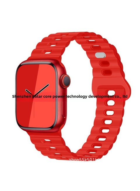 For Apple Watch Band Iwatch Single And Double Color Silicone Lightning Buckle Ultra For Applewatch Strap 1-8-Color:38/40/41mm Red