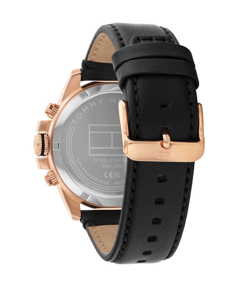 TOMMY HILFIGER ساعة رجالية مستديرة متعددة الوظائف بحالة من الفولاذ المطلي بالأيونات باللون الوردي الذهبي - Image 2