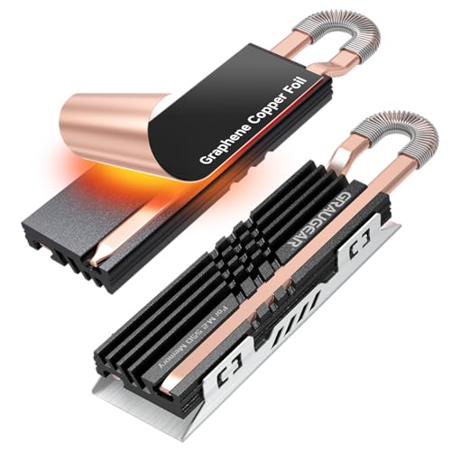 GRAUGEAR Heat Pipe Cooler for M.2 SSD Memory Extension, M.2 2280 NVMe SSD Heatsink, Pure Copper Heat Pipe, Premium Aluminum Plate-Fin Design, Thermally Conductive Graphite on Copper Foil - Image 1