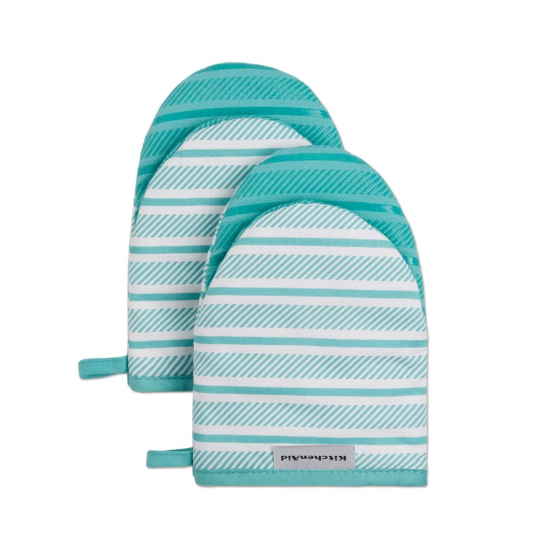 KitchenAid Albany Mini Oven Mitt 2Pack Set Aqua Sky 55x8