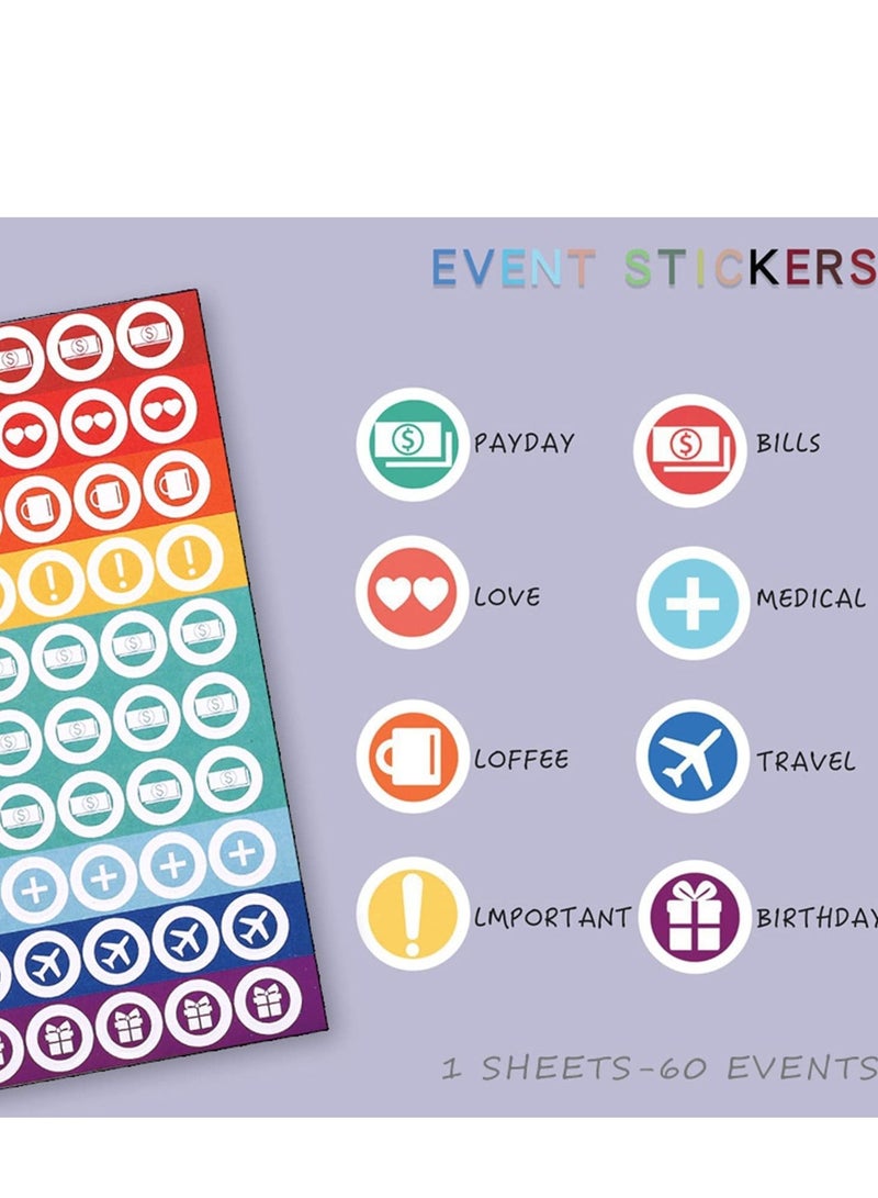 SYOSI Budget Binder Planner A6 Pu Leather Notebook Clear Pockets 12 Pcs Expense Sheets Various Sticker Labels Saving For Budgeting - Image 3