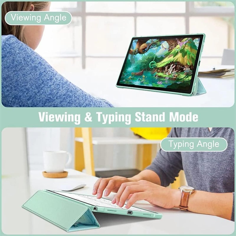 SYOSI Comptible For Samsung Galaxy Tab A8 Case, Hybrid Slim Case For 10.5 Inch 2022 Model Sm-X200, X205, X207 , Shockproof Cover With Clear Transparent Back Shell, Auto Wake Sleep Emerald Marble - Image 2