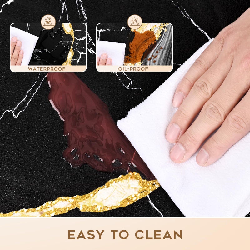 ASPMIZ Marble Kitchen Mats for Floor 2 Piece Set, Anti Fatigue Cushioned Kitchen Floor Mats, Black Gold Marble Kitchen Rugs Non Slip, PVC Waterproof Floor Mat for Kitchen, 18" x 30" + 18'' x 48'' - Image 5