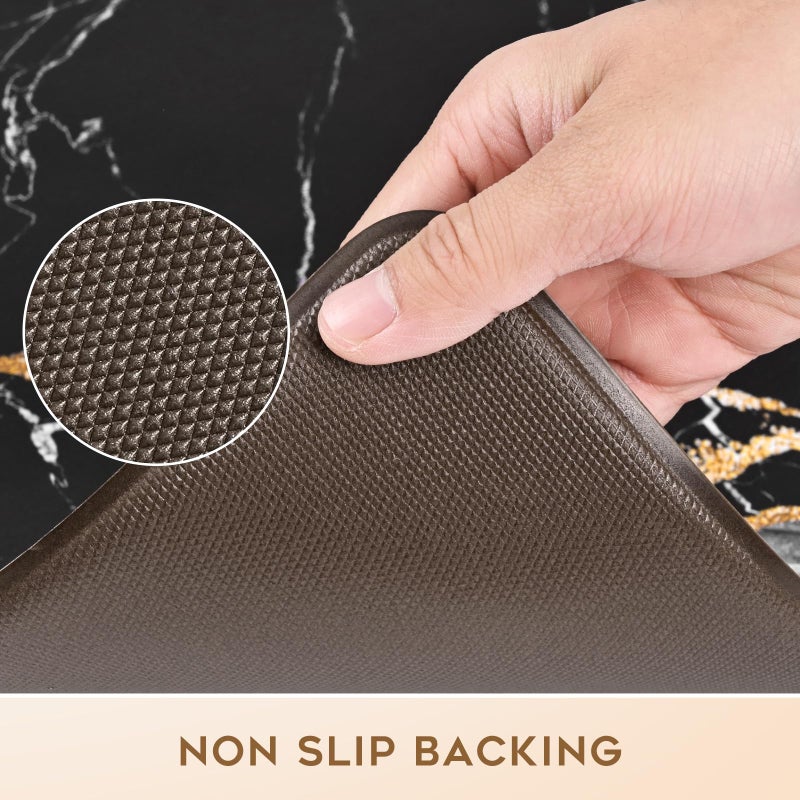 ASPMIZ Marble Kitchen Mats for Floor 2 Piece Set, Anti Fatigue Cushioned Kitchen Floor Mats, Black Gold Marble Kitchen Rugs Non Slip, PVC Waterproof Floor Mat for Kitchen, 18" x 30" + 18'' x 48'' - Image 4