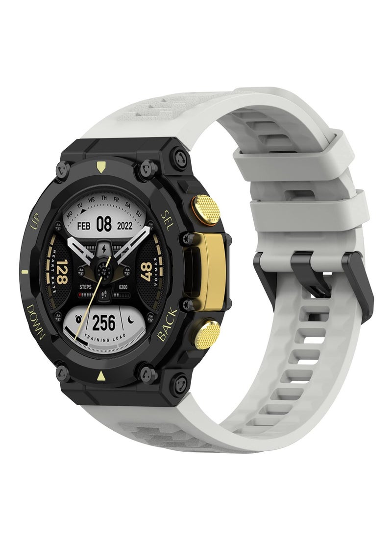 Sport Strap Compatible with Huami Amazfit T-Rex 2 Soft Silicone Strap Men's Women's Replacement Wristband Smartwatch Accessories (Grey) - Image 1