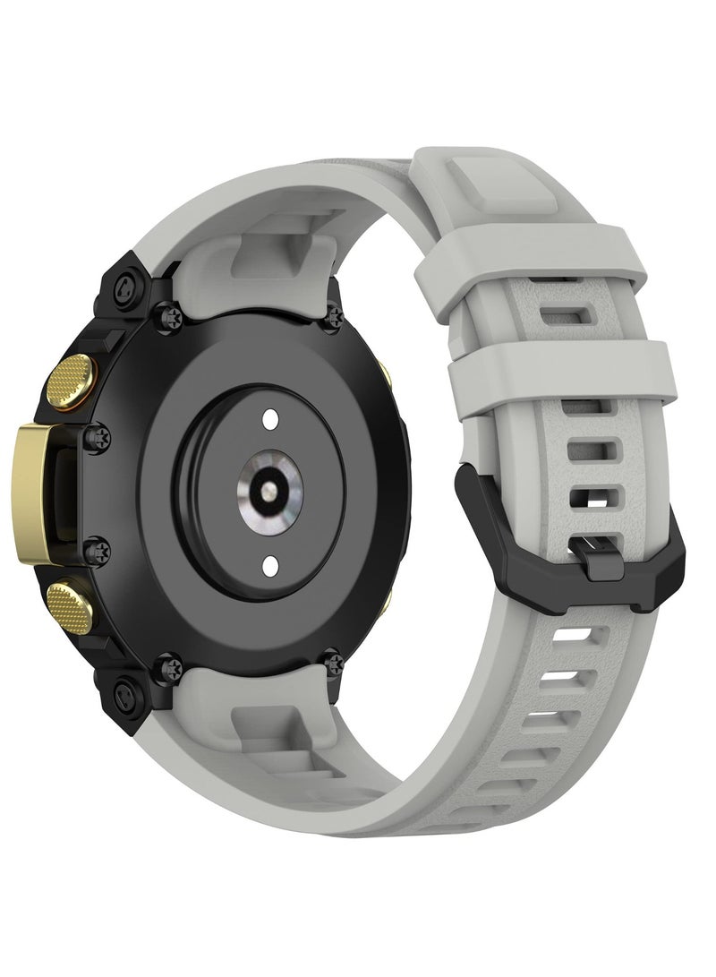 Sport Strap Compatible with Huami Amazfit T-Rex 2 Soft Silicone Strap Men's Women's Replacement Wristband Smartwatch Accessories (Grey) - Image 3