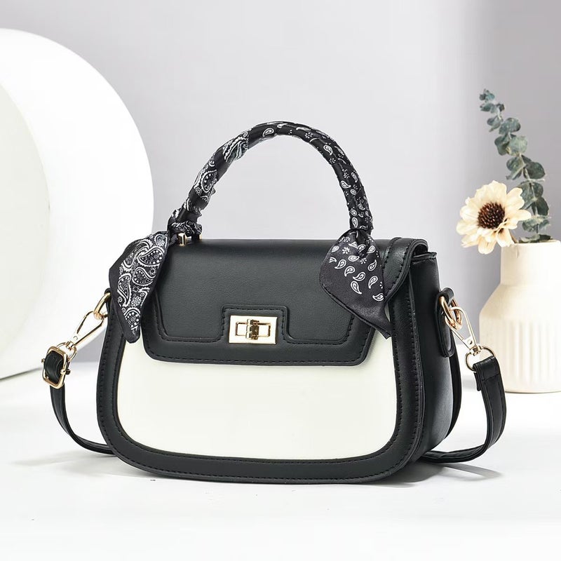 New Style Spliced ​​Small Fragrant Bag, High-Looking Contrasting Color Fashion Handbag, Simple Shoulder Bag, Crossbody Bag - Image 2
