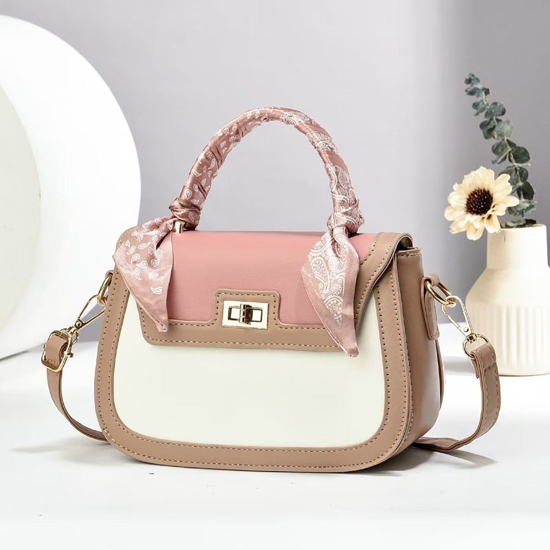 New Style Spliced ​​Small Fragrant Bag, High-Looking Contrasting Color Fashion Handbag, Simple Shoulder Bag, Crossbody Bag - Image 1