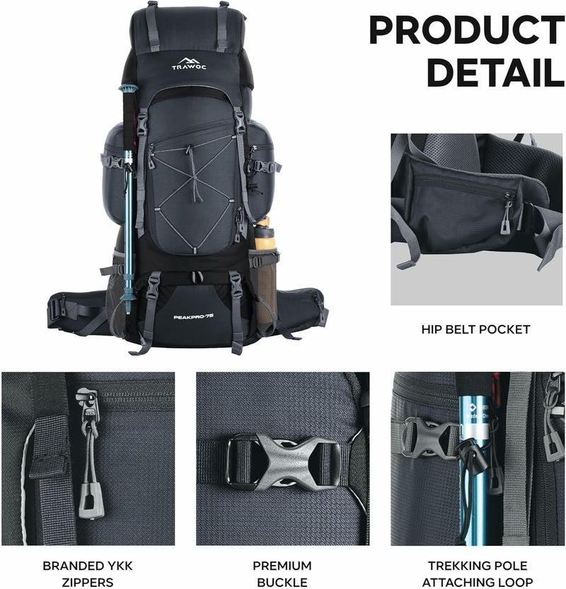 TRAWOC PEAKPRO 75L Travel Backpack - Image 3
