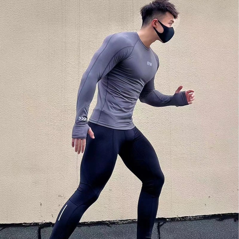 Gym Trendy Fitness Clothes Men's Tight-Fitting Long-Sleeved Sports Clothes Training Quick-Drying Clothes Running Yoga T-Shirt Elastic - Image 4
