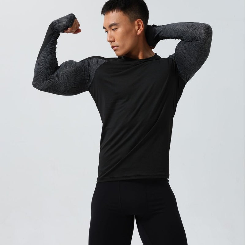 Gym Trendy Fitness Clothes Men's Tight-Fitting Long-Sleeved Sports Clothes Training Quick-Drying Clothes Running Yoga T-Shirt Elastic - Image 5