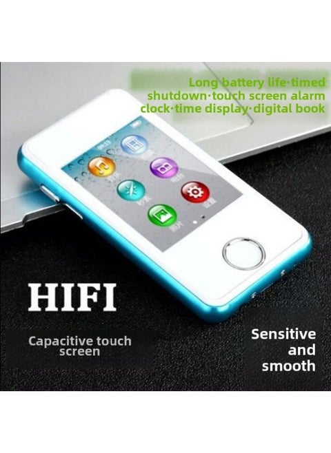 MP3 Player Mp4 Player Capacitive Touch Screen Walkman Recording Pen Student Running Sporty Mini-Body Color:Green-Memory Capacity:Charger