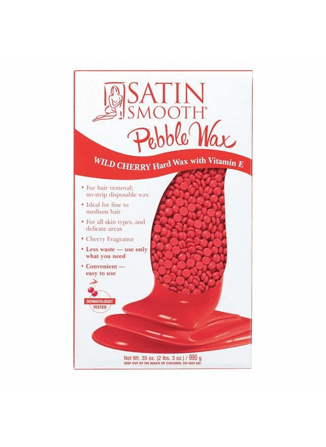 Satin Smooth Satin Smooth Wild Cherry Pebble Wax | Hard Wax With Vitamin E | Great For All Skin Types And Delicate Areas, 35 Oz.  - Image 1