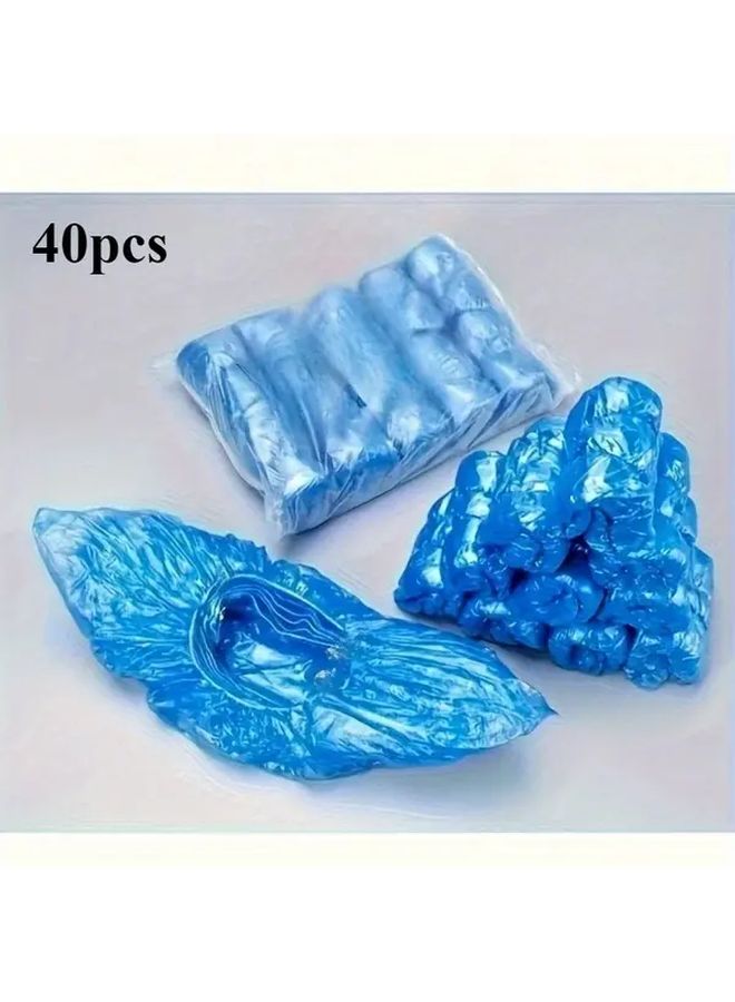 40pcs Disposable Plastic Shoe Covers Waterproof Protective Footwear For Office Travel Home - Image 1