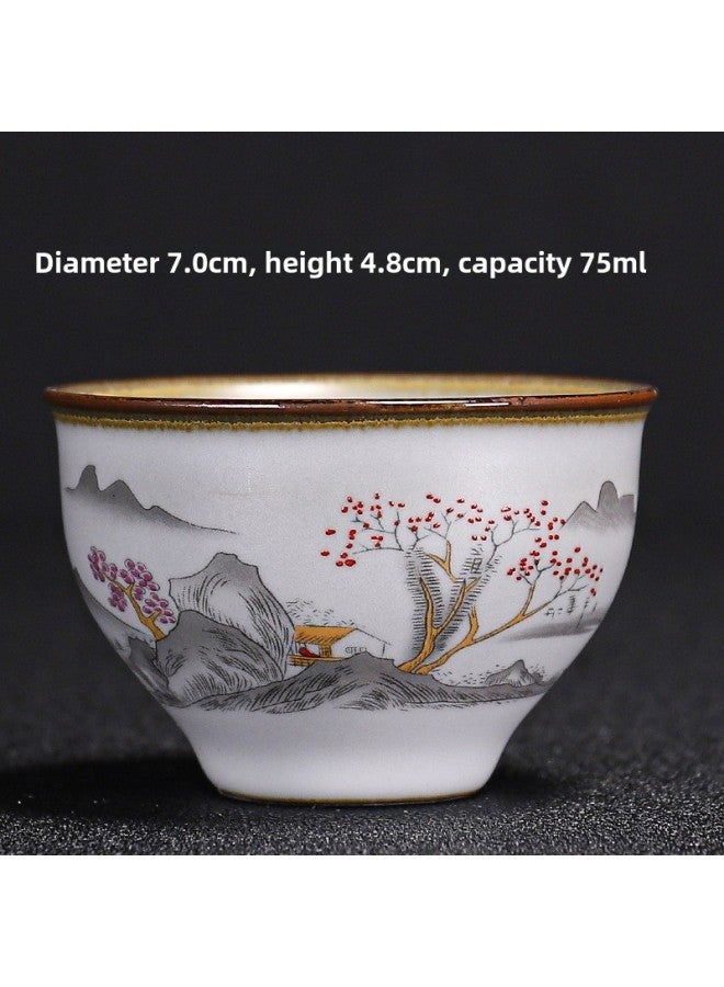 Ru Kiln Teacup Master Cup Individual Single Cup Open Piece Ice Flower Glaze Ceramic Tea Tasting Cup Kung Fu Tea Set Tea Bowl Gift Box-Color:Ru Kiln Moon White Bell Cup-mountain Water Collect And Purchase To Get A Tea Towel-Capacity:Other  - Image 1