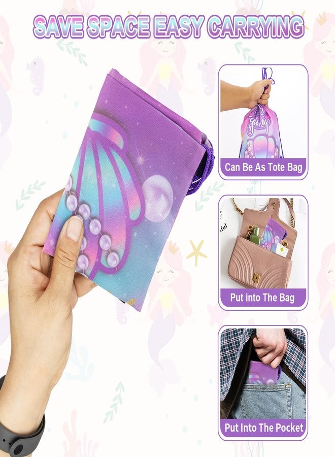 PERFQU 12 Pack Mermaid Party Supplies Favor Drawstring Bags for Kids' Birthday, Boys Girls Little Mermaid Drawstring Backpack Bag as Loot and Goodie bags for Gifts, Treat, Candy, School or Birthday Party - Image 5