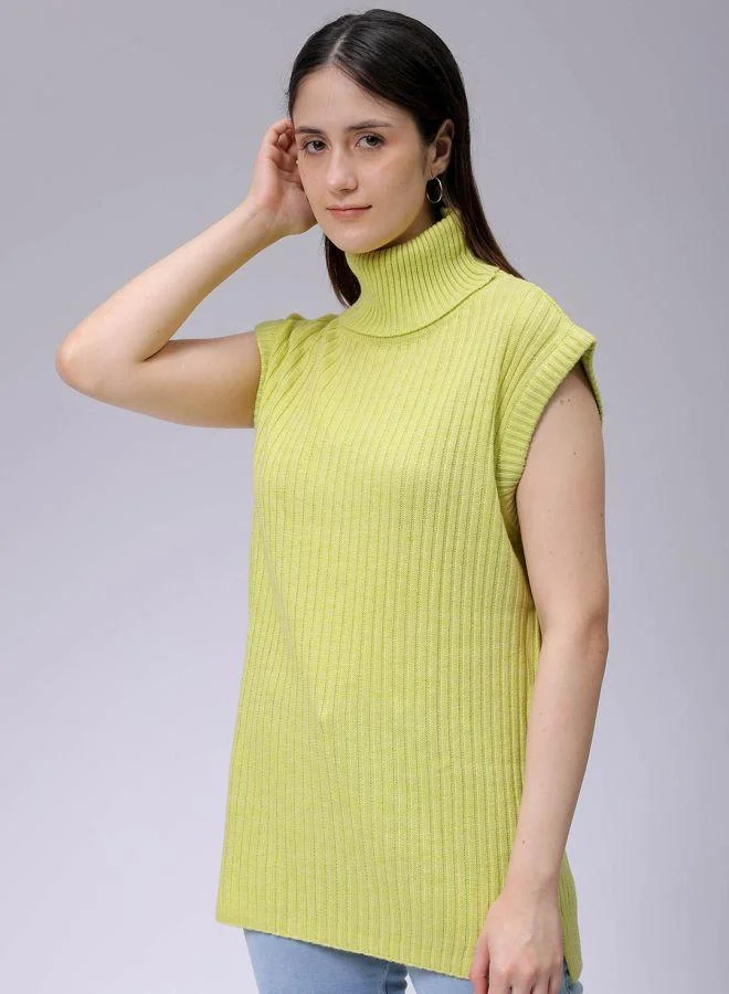 مرفوعة Women Loose Fit Solid High Neck Sweater