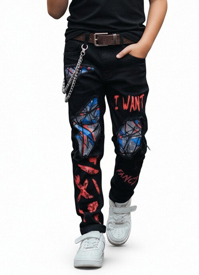 HUNGSON Boy's Skinny Fit Ripped Destroyed Distressed Stretch Slim Jeans Pants - Image 1