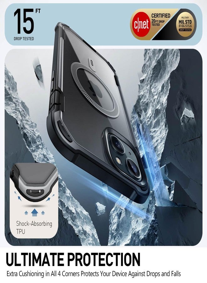 آي-بلاسون جراب i-Blason AresMag لهاتف iPhone 15/14/13 [6.1 بوصة]، [متوافق مع MagSafe]، جراب حماية شفاف متين مقاوم للصدمات لكامل الجسم مع واقي شاشة مدمج (أسود) - Image 4