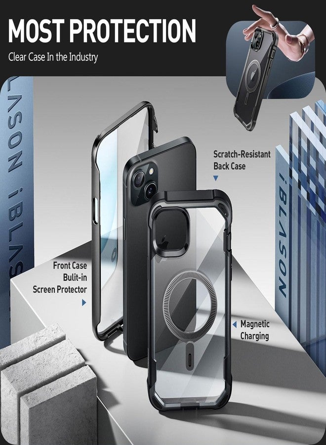 آي-بلاسون جراب i-Blason AresMag لهاتف iPhone 15/14/13 [6.1 بوصة]، [متوافق مع MagSafe]، جراب حماية شفاف متين مقاوم للصدمات لكامل الجسم مع واقي شاشة مدمج (أسود) - Image 5
