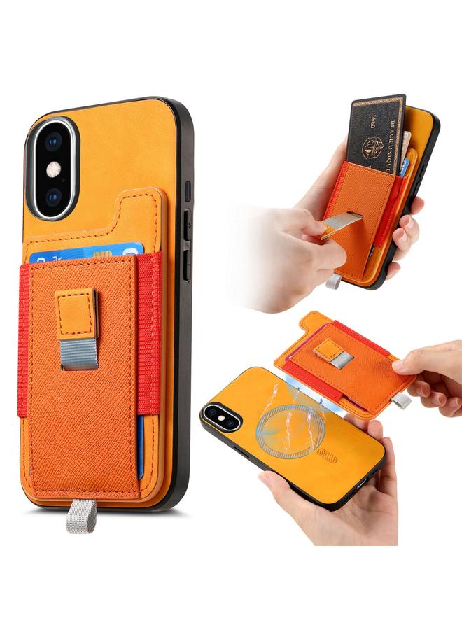 S-TOP Case For iPhone XS Max Retro Magsafe Cross Leather Pull-Out Card Bag Back Phone Case - Image 1