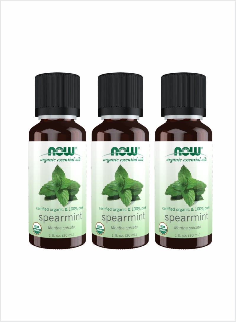 Now Essential Oils 100% Pure Organic Spearmint Oil – 30ml (Pack of 3)