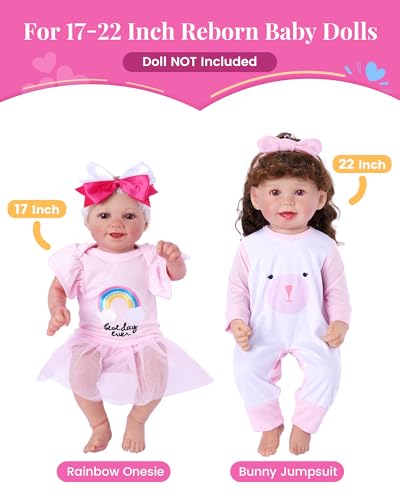 BABESIDE 11 PCS Reborn Baby Doll Clothes and Playset for 1722 Inch Baby Doll Girl Outfits Accessories with Nursing Pad and Storage Bag Pink - Image 5