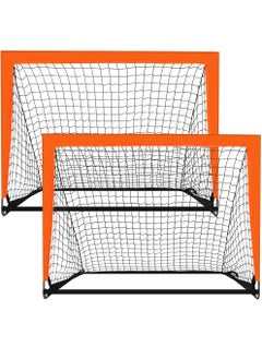 Uwals 2 Pack Portable Soccer Goals with Carry Bag for Backyard, Indoor and Outdoor Pop Up Football Goals for Toddler Youth Adults-Orange  - Image 1