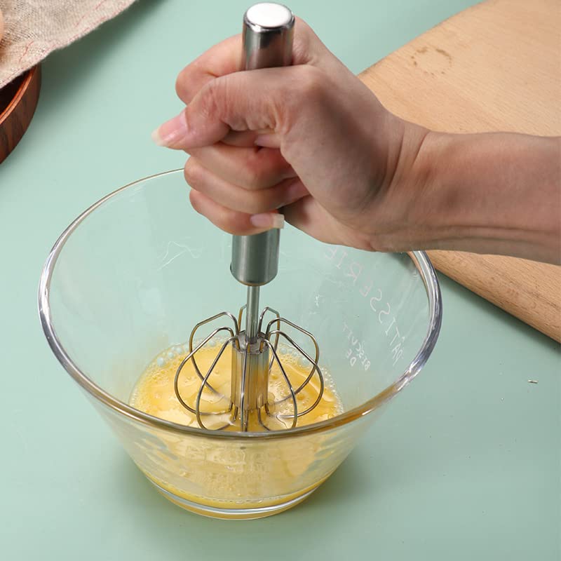 Mockery Egg Beater Stainless Steel Semi-automatic Whisk Handhold Push Egg Beater Manual Egg Blender Egg Whisk for Kitchen Baking Egg Whiskers for Home Cake Shops Egg Hand Paste Automatic Held Beaters - Image 5