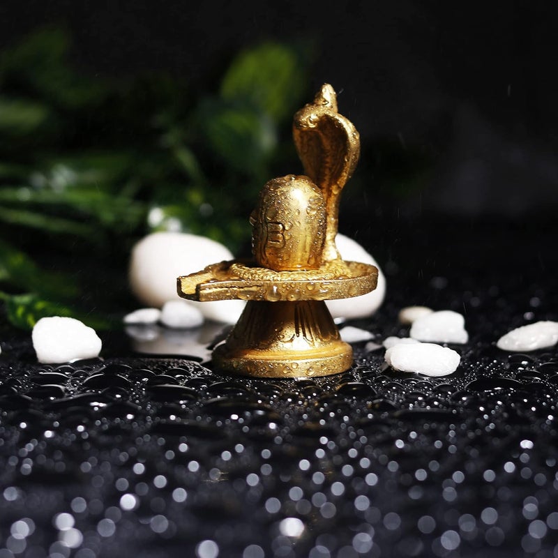 Pick End Now Brass Shivling Mini Mini Brass Shiva Lingam Brass Sivalingam for Puja Mini 65 x 5 x 75Cm 190Gm Shivling for Pooja Brass 3 Inches Height Brass Gold Colour - Image 2