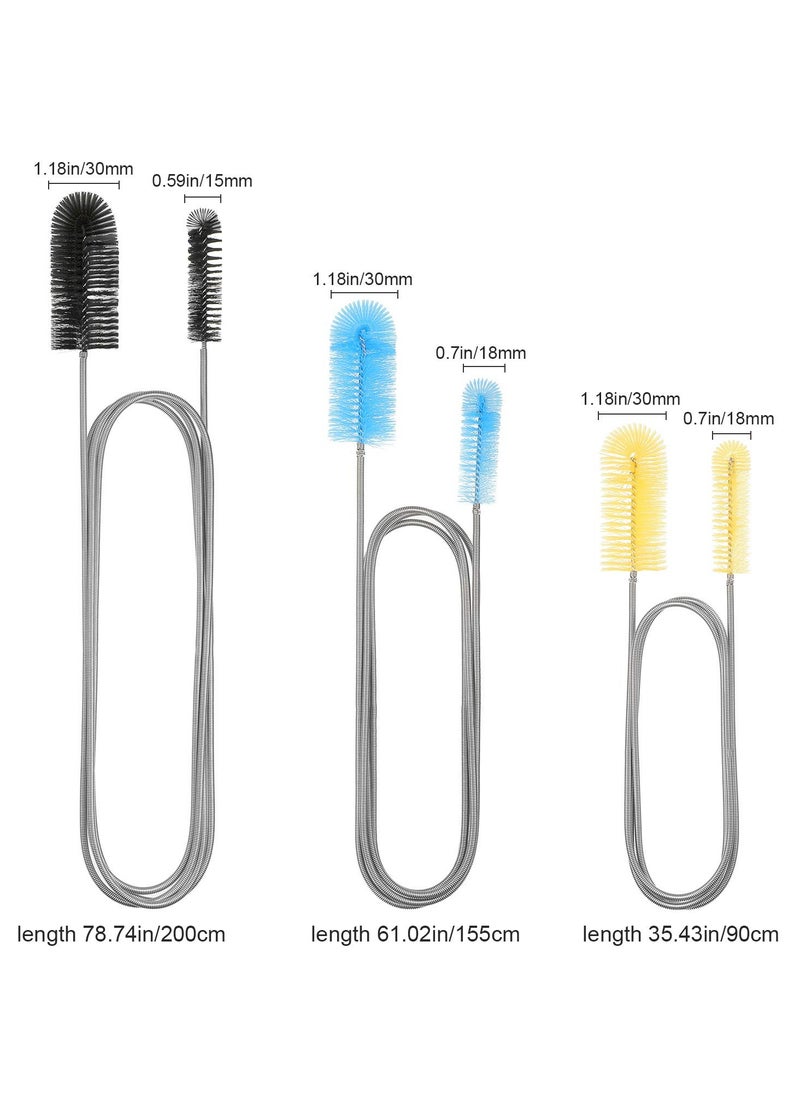 RTYY - 3 Pieces Aquarium Filter Hose Brush Stainless Flexible Tube Cleaning Long Brush Double-ended Bent Pipe Cleaner Brush Steel Spring for Lab Fish Tank Aquarium, 3 Color (35.43 inches, 61.02 inches, 78.74 inches) - Image 1