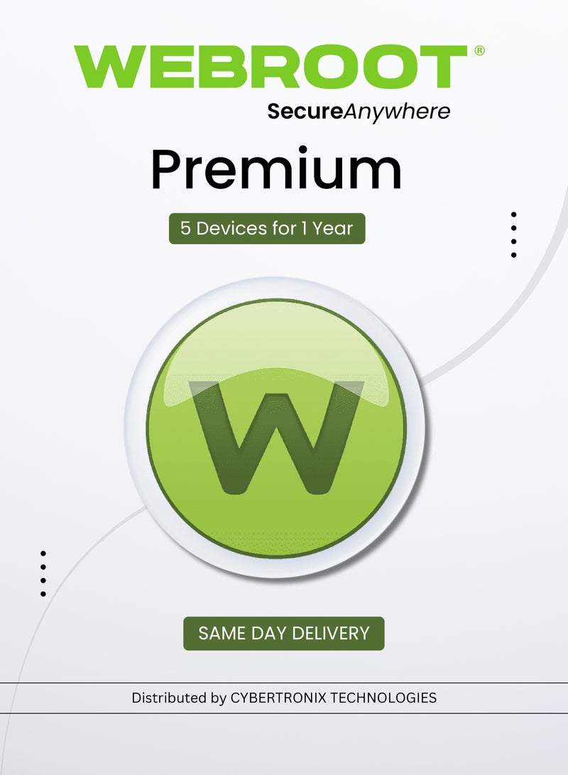 Webroot Premium | 5 Devices for 1 Year | Digital License | SAME DAY DELIVERY