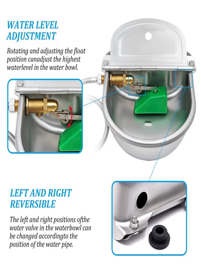 MUDUOBAN Automatic Water Dispenser for Dog Chicken Waterer Outdoor Dog Water Bowl Dispenser 304 Stainless Steel Feeder for Pets,Include Water Pipe and 3/4" Faucet - Image 3