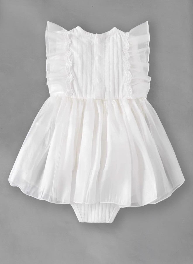 oweve Baby Girl Summer Clothes Infant Tulle Romper Skirt Sleeveless Bodysuit One Piece Romper + Headband 2pcs set 0-12M - Image 4