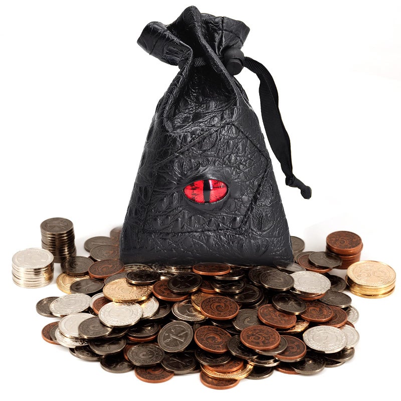 CZYY DND Metal Coins Set of 60 with Leather Pouch - Gaming Tokens, Pirate Treasure, Accessories & Props for Board Games, Dungeons and Dragons, Tabletop RPGs and LARP - Image 1