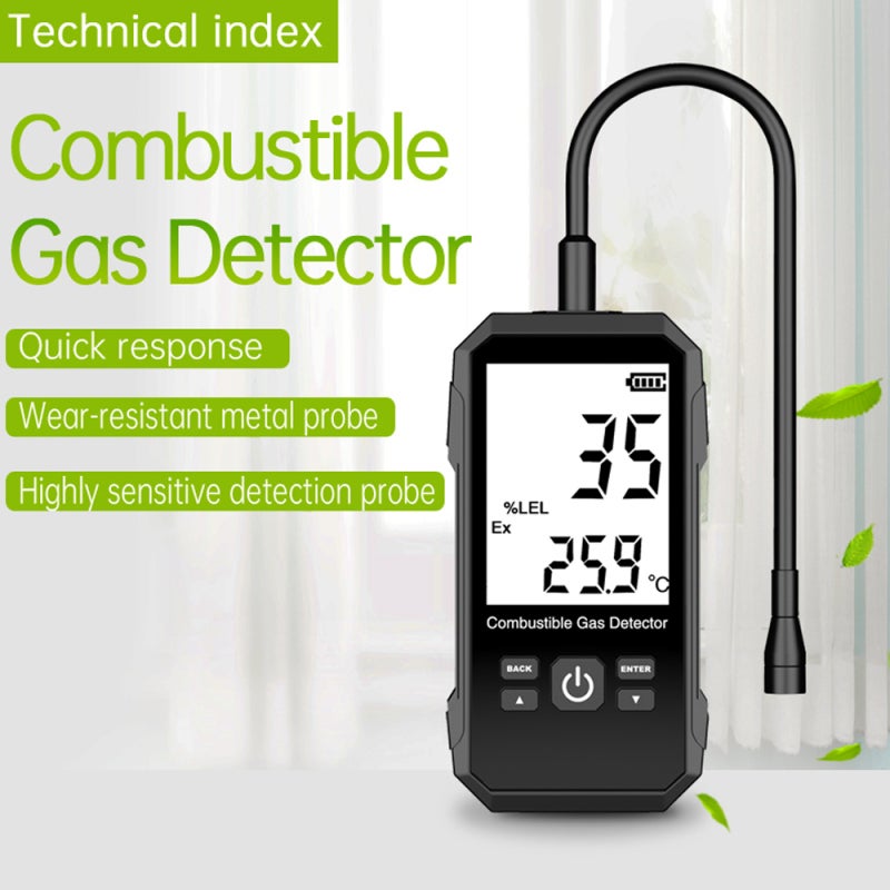 Combustible Gases Leak Detector: Compact Fallproof ABS Body - High Precise Fast Response Sensors - Extended 260mm Flexible Probe for Combustible Gas Leak Detection with Backlit LCD Display - Image 3