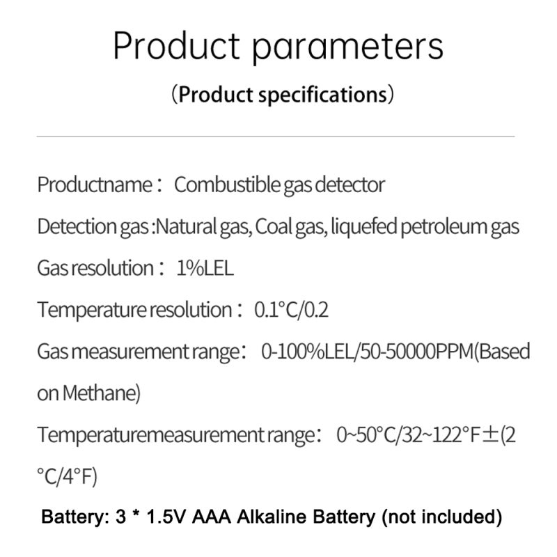 Combustible Gases Leak Detector: Compact Fallproof ABS Body - High Precise Fast Response Sensors - Extended 260mm Flexible Probe for Combustible Gas Leak Detection with Backlit LCD Display - Image 5